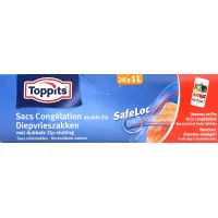 Toppits Diepvrieszakken met dubbele zip sluiting 1 liter